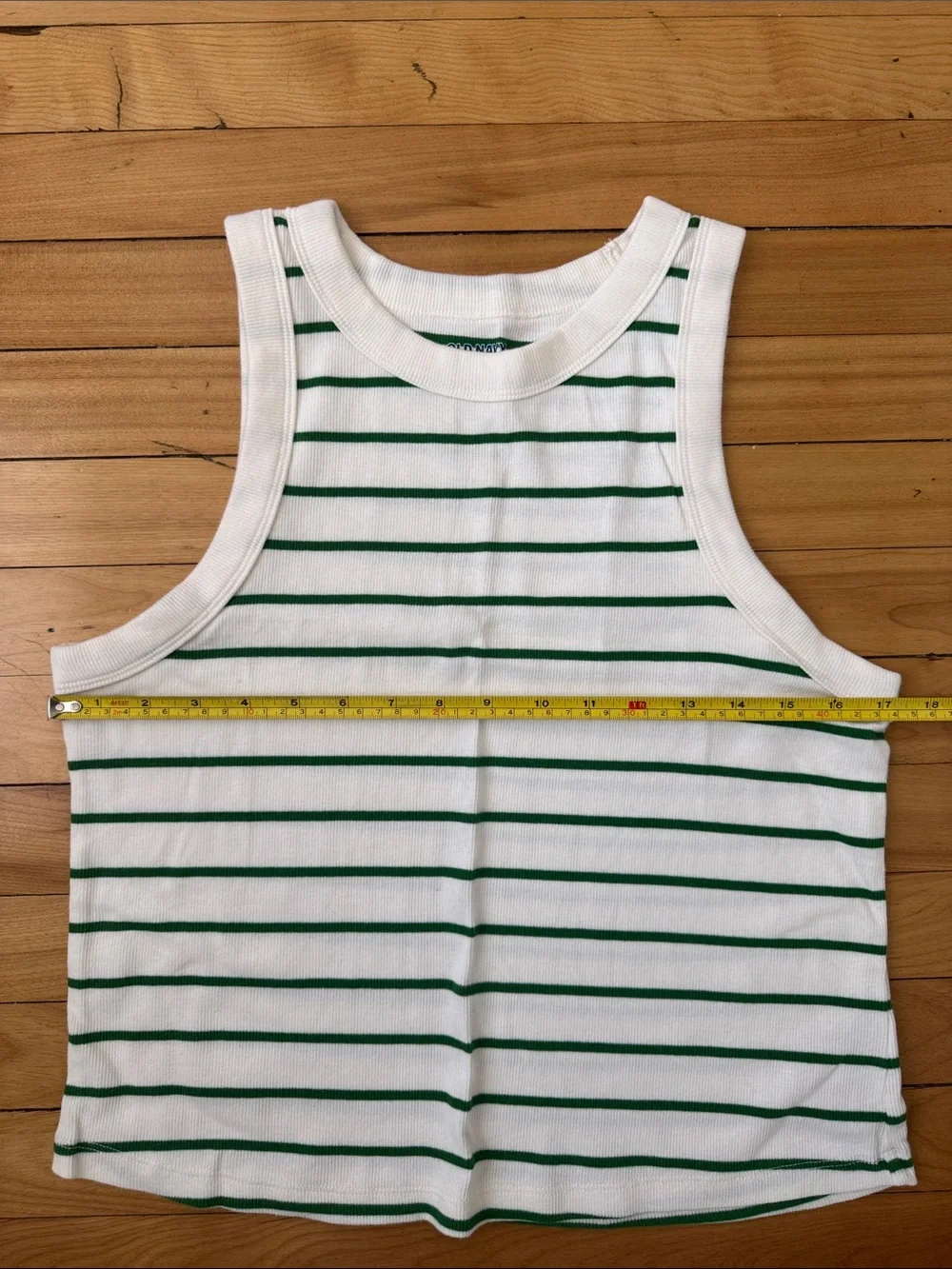 Old Navy White Knit Top with Green Stripes - Picture 3 of 4